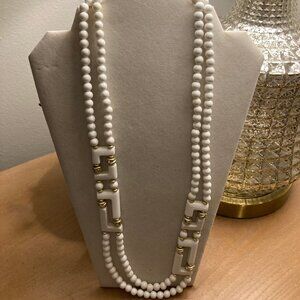 Vintage 60's White Gold Two Strand  Statement Necklace